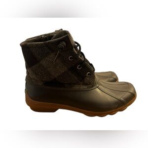 Sperry Top Sider Wool Waterproof Duck Boots Black Grey Size 8.5